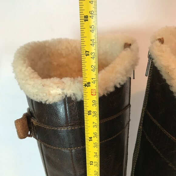 BORN Shearling Lined Warm Womens 7/38 Tall Brown Leather Tall Riding Boots - Picture 11 of 12